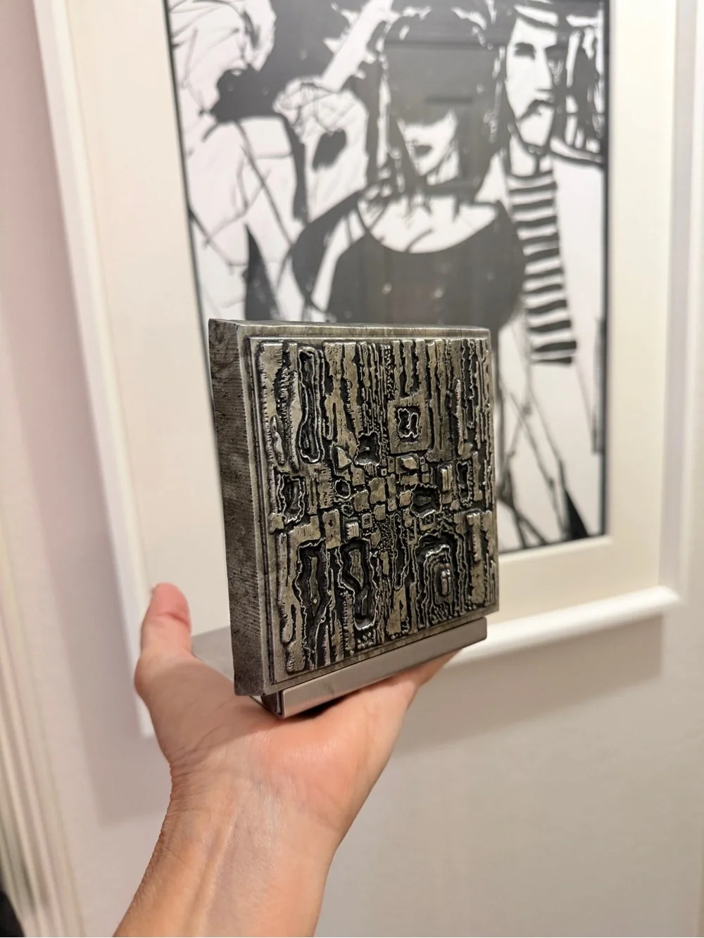 Mid Century Modern Brutalist Composite & Metal Bookend in Paul Evens Style